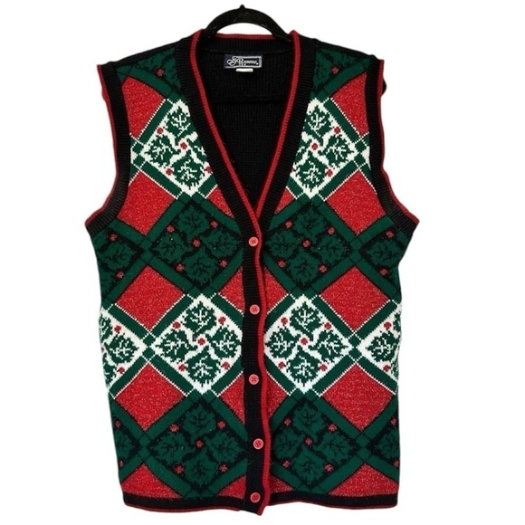 Vintage Holly Metallic Sweater Vest - Picture 1 of 9